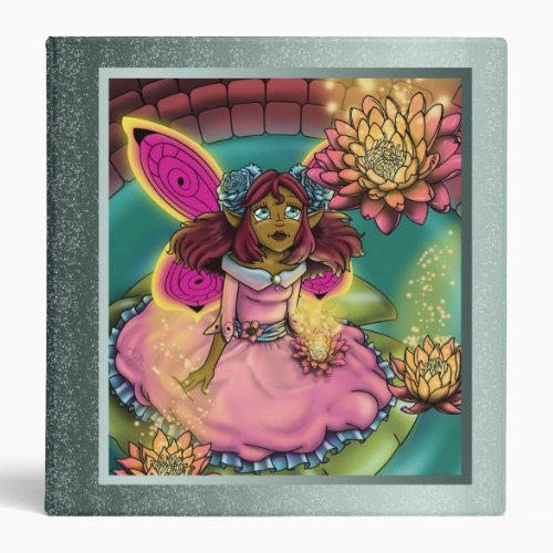 Happy African American Fairy Water Lilies 3 Ring Binder