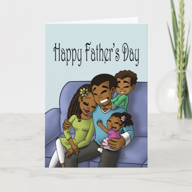Happy African American Family Father's Day Card (Front)
