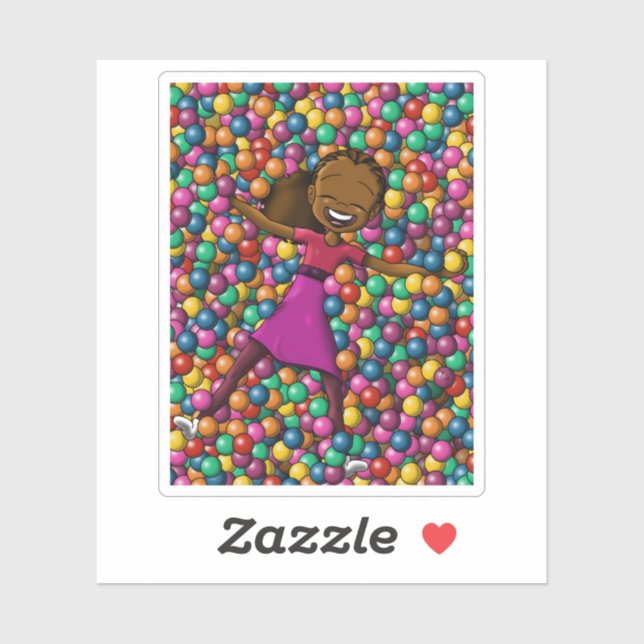Happy African American Girl Sticker (Sheet)