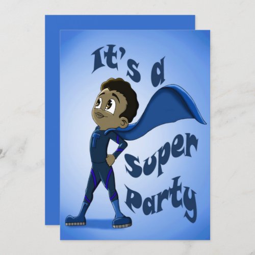 Happy African American Superhero Birthday Invitation