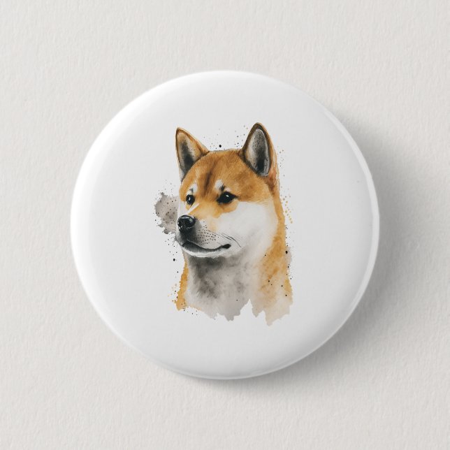 Happy Akita Dog  Button (Front)