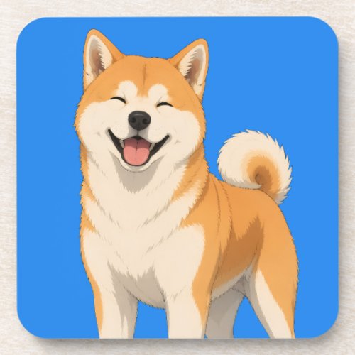 Happy Akita Dog Design Beverage Coaster