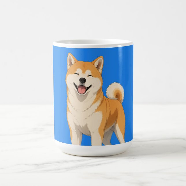 Happy Akita Dog Design Coffee Mug (Center)