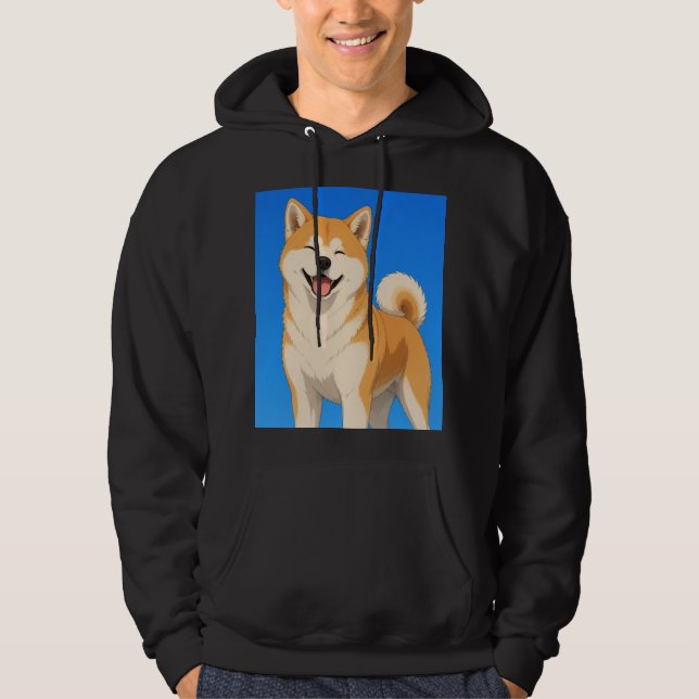 Happy Akita Dog Design Hoodie (Front)