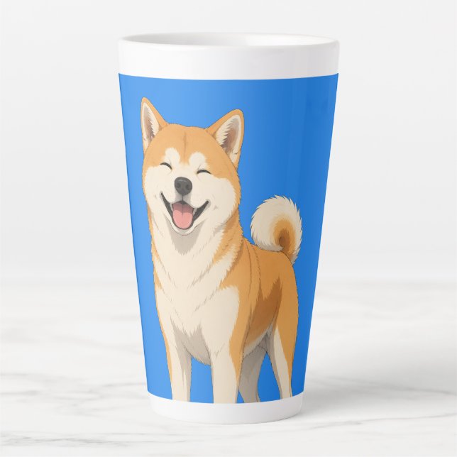 Happy Akita Dog Design Latte Mug (Front)