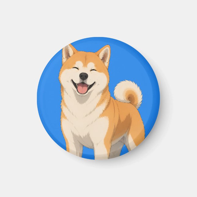 Happy Akita Dog Design Magnet (Front)