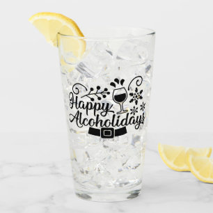 Happy Alcoholidays   Funny Christmas Drinking Fun Glass