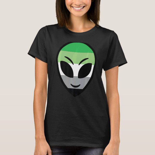 Happy Alien Aromantic Pride Flag T-Shirt (Front)