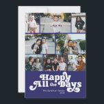 Happy All the Days Photo Hanukkah Holiday Card<br><div class="desc">These 5" x 7" flat holiday Hanukkah greeting cards feature a minimalist design with the greeting,  "Happy All the Days, " in white letters on a royal blue background with placeholders for eight (8) of your favorite photos,  family name(s) and year.</div>