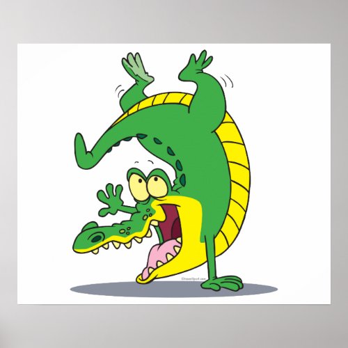 happy alligator crocodile cartoon dancing poster
