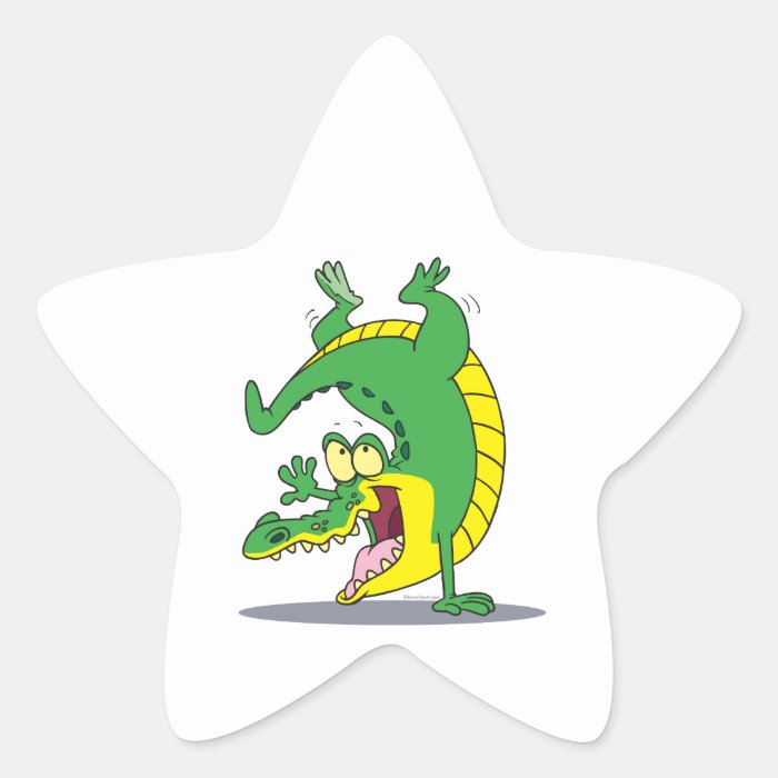 happy alligator crocodile cartoon dancing star stickers