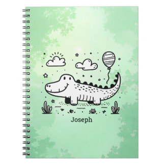 Happy Alligator with Balloon - Cute Nursery Art Notebook