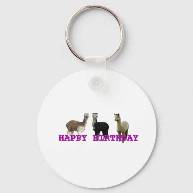 Happy (alpaca)  birthday keychain (Front)