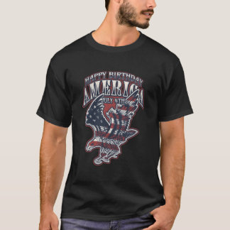 Happy America July 4Th Bald Eagle Usa Flag T-Shirt
