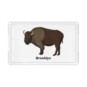Happy American bison buffalo illustration Acrylic Tray