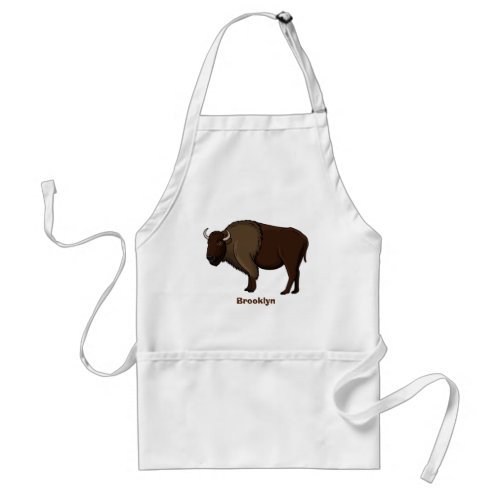Happy American bison buffalo illustration Adult Apron