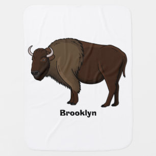 Happy American bison buffalo illustration Baby Blanket
