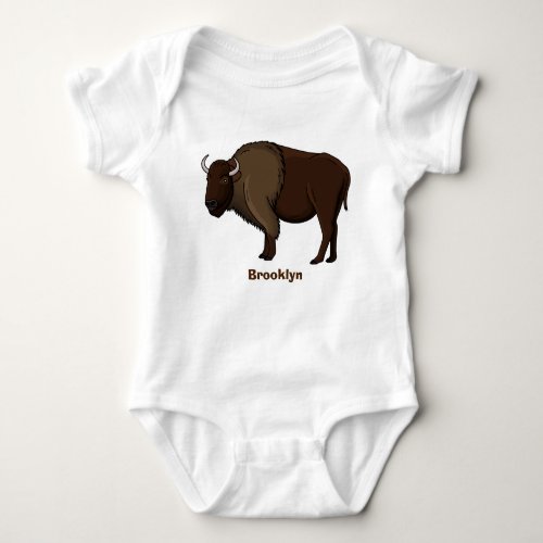 Happy American bison buffalo illustration Baby Bodysuit