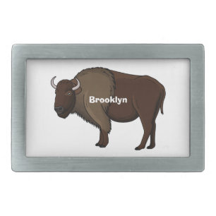Happy American bison buffalo illustration Belt Buckle