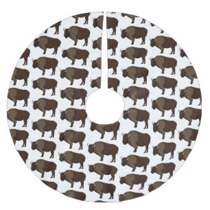 Happy American bison buffalo illustration  Brushed Polyester Tree Skirt