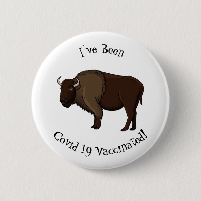 Happy American bison buffalo illustration Button (Front)