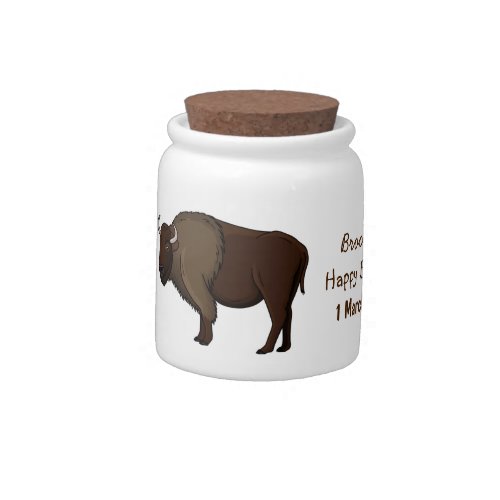 Happy American bison buffalo illustration Candy Jar