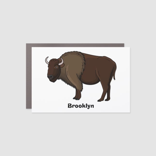 Happy American bison buffalo illustration Car Magnet (Front)