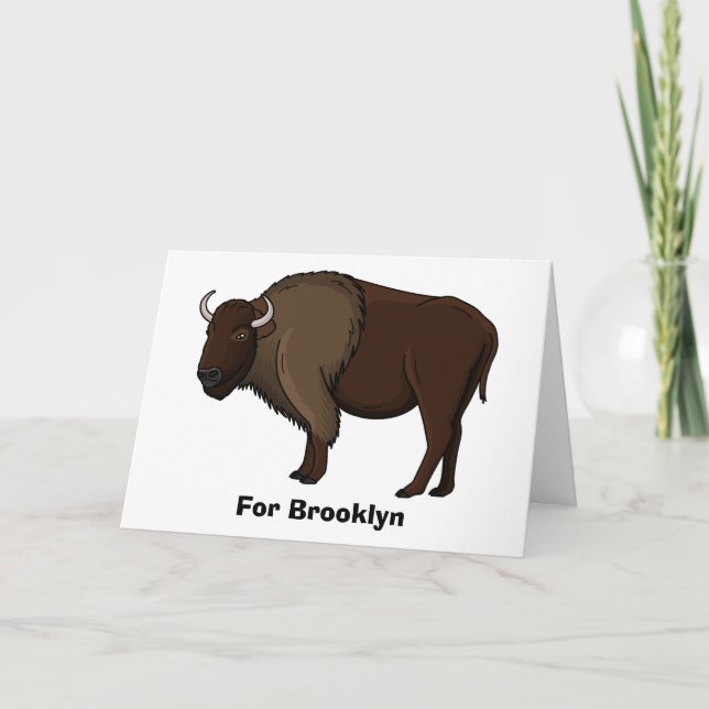 Happy American bison buffalo illustration Card (Front)
