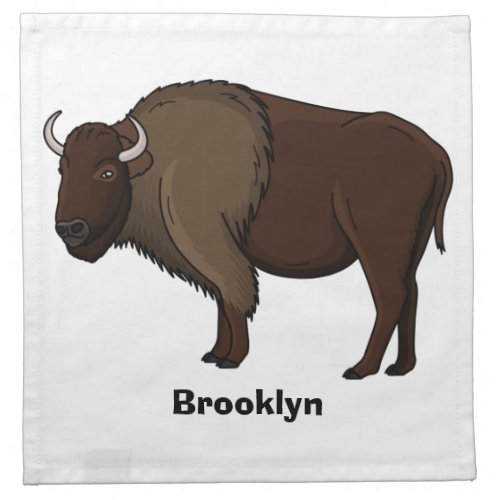 Happy American bison buffalo illustration Cloth Napkin