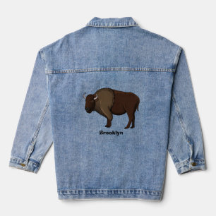 Happy American bison buffalo illustration Denim Jacket