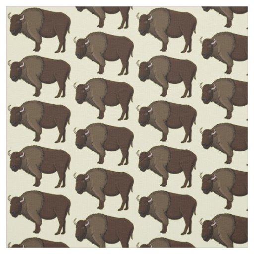 Happy American bison buffalo illustration Fabric