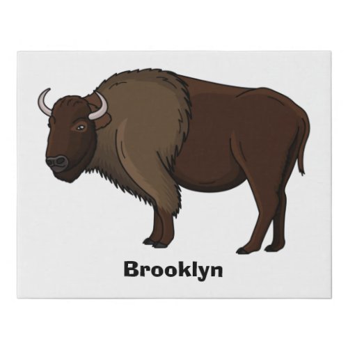 Happy American bison buffalo illustration  Faux Canvas Print