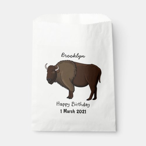 Happy American bison buffalo illustration Favor Bag