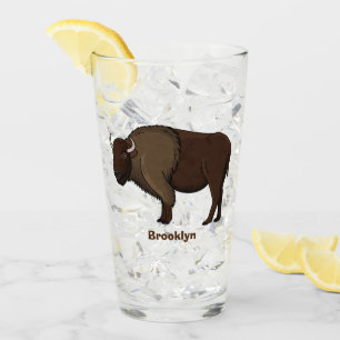 Happy American bison buffalo illustration Glass