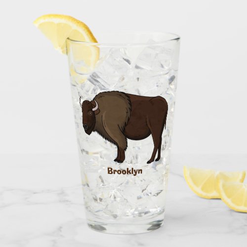 Happy American bison buffalo illustration  Glass