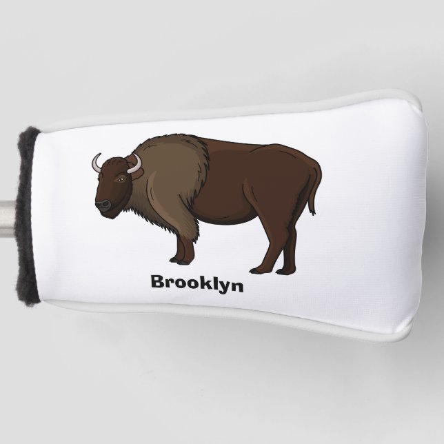 Happy American bison buffalo illustration Golf Head Cover (Front)
