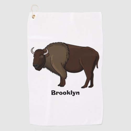 Happy American bison buffalo illustration Golf Towel