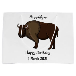 Happy American bison buffalo illustration Large Gift Bag
