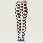 Happy American bison buffalo illustration Leggings