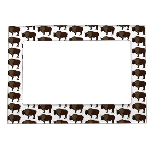 Happy American bison buffalo illustration  Magnetic Frame