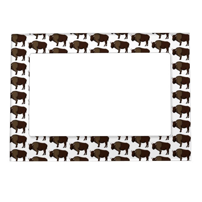 Happy American bison buffalo illustration  Magnetic Frame (Front)