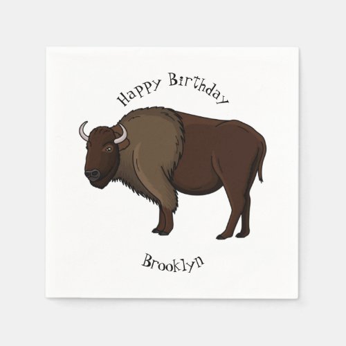 Happy American bison buffalo illustration  Napkins
