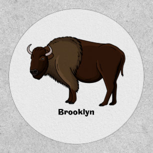 Happy American bison buffalo illustration  Patch
