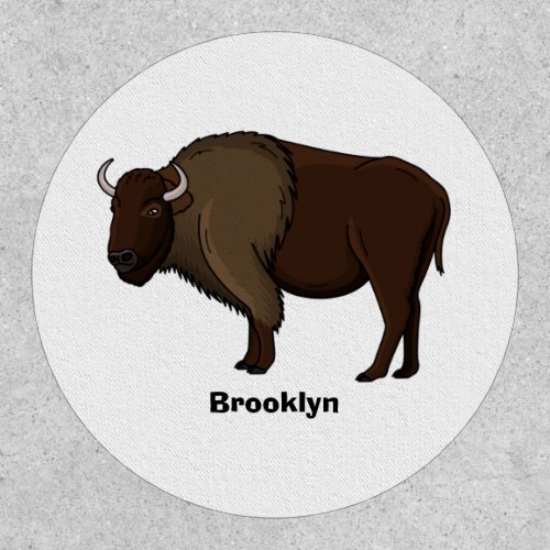 Happy American bison buffalo illustration  Patch