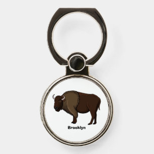 Happy American bison buffalo illustration  Phone Ring Stand