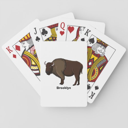 Happy American bison buffalo illustration  Playing Cards