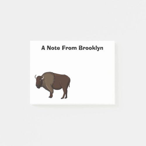 Happy American bison buffalo illustration Post_it Notes