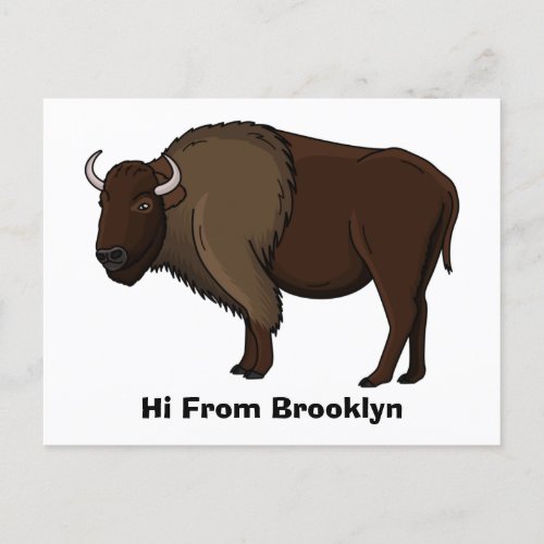Happy American bison buffalo illustration  Postcard