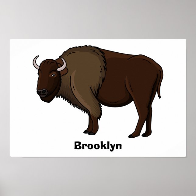 Happy American bison buffalo illustration  Poster (Front)
