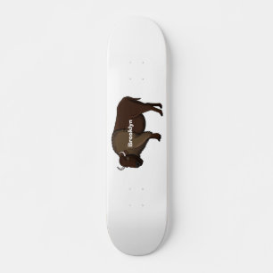 Happy American bison buffalo illustration Skateboard